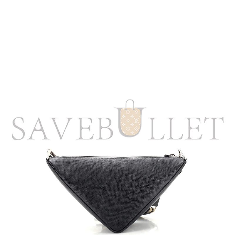 Pra*a triangle logo zip crossbody bag saffiano leather 2vh155 (28*18*11cm)